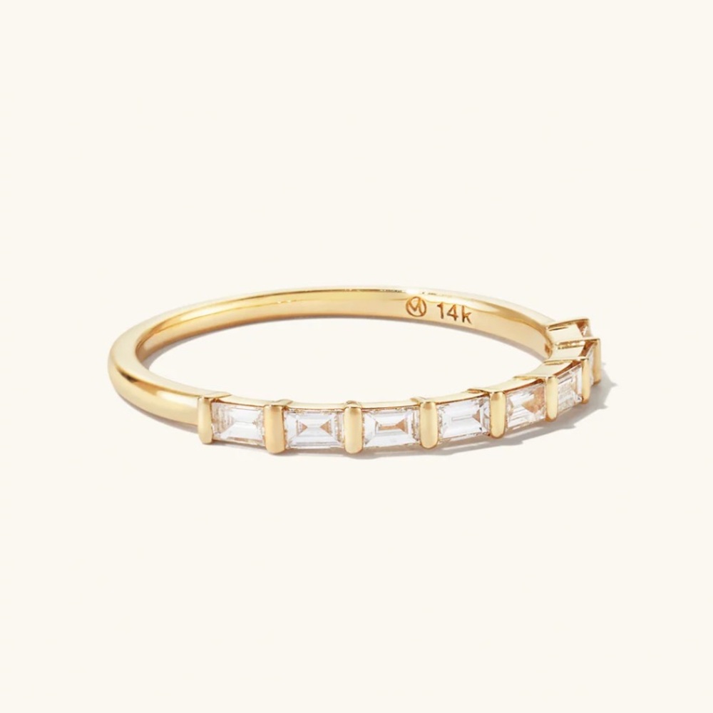 Mejuri Baguette Diamond Half Eternity Band Size 5